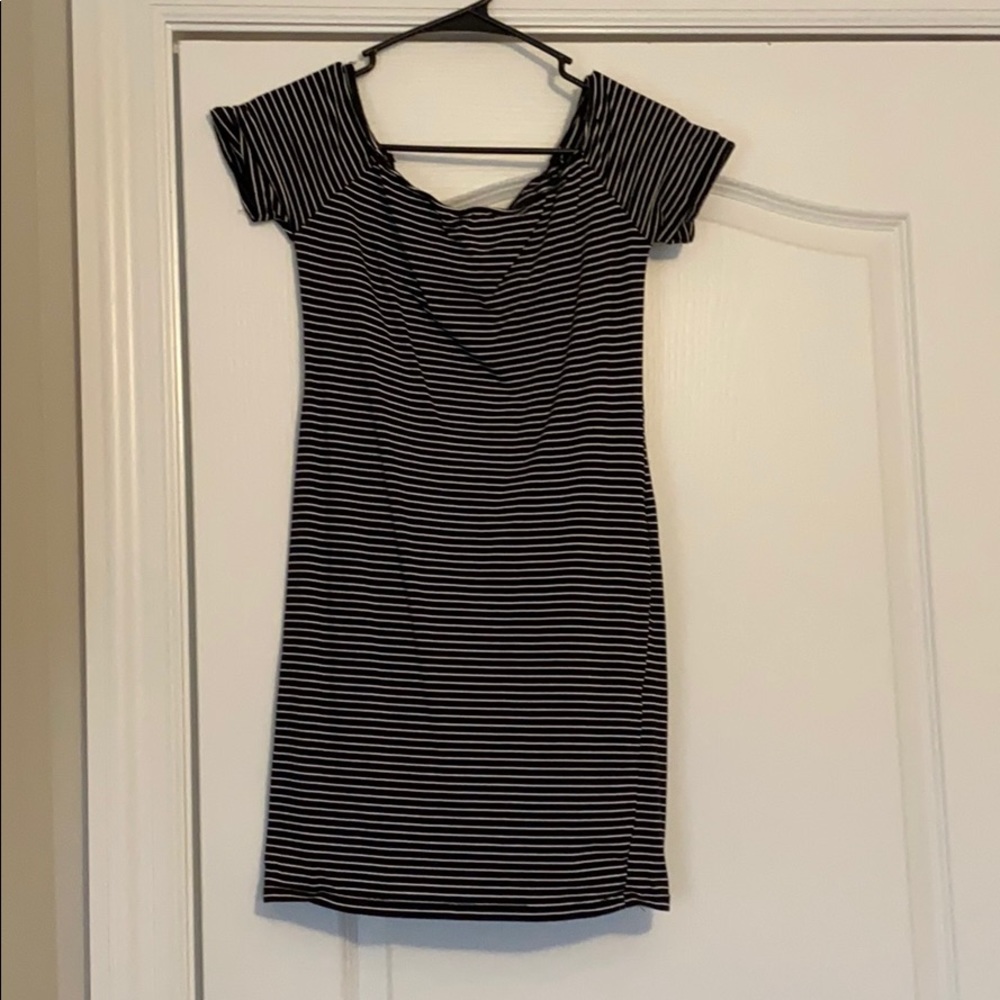 Black and White Off the Shoulder Dress